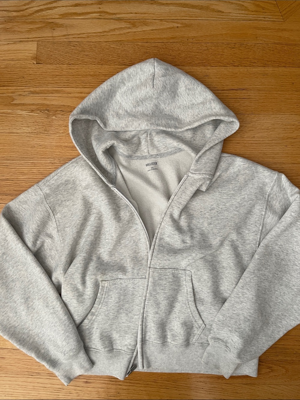 Hollister Light Gray Zip-Up Hoodie